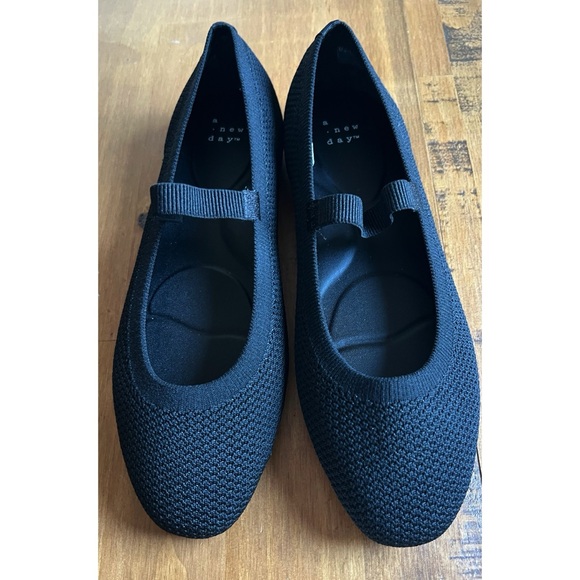 NWT A New Day Shiloh Knit Mary Jane Flats Black Women's 8 - Picture 2 of 9